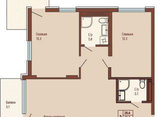 Продается 2-ком. квартира, 73.5 м2, Калининградская область, Ольховая улица, 19к8