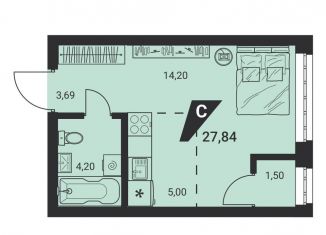 Продам квартиру студию, 27.8 м2, Екатеринбург, метро Ботаническая, Монтёрская улица, 8