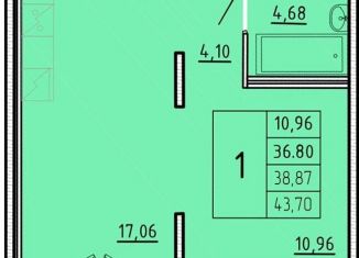 Продажа однокомнатной квартиры, 36.8 м2, посёлок Шушары