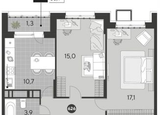 2-ком. квартира на продажу, 55.1 м2, Омск