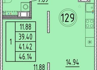 1-комнатная квартира на продажу, 39.4 м2, Санкт-Петербург
