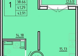 Продается однокомнатная квартира, 38.7 м2, посёлок Шушары