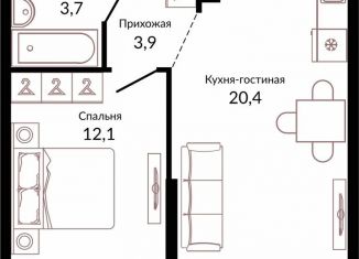 Продается однокомнатная квартира, 42.7 м2, Краснодар, ЖК Отражение