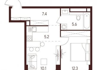 Продажа 2-комнатной квартиры, 40.6 м2, Москва, метро Октябрьское поле