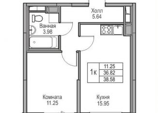 Продам 1-ком. квартиру, 36.8 м2, Санкт-Петербург, Ивинская улица, 1к3, муниципальный округ Лахта-Ольгино