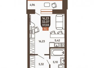 Продаю квартиру студию, 34.6 м2, Новосибирск, Новоуральская улица, 10