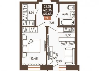 Продам 2-ком. квартиру, 43.9 м2, Новосибирск, Новоуральская улица, 10, Калининский район