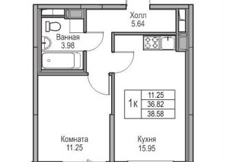 Продаю однокомнатную квартиру, 36.8 м2, Санкт-Петербург, Приморский район, Ивинская улица, 1к3