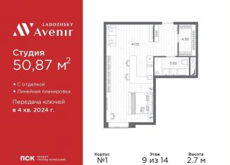 Продам квартиру студию, 50.9 м2, Санкт-Петербург, метро Новочеркасская, Магнитогорская улица, 51литЗ