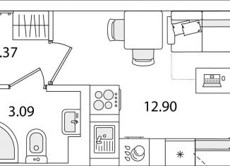 Продажа квартиры студии, 18.4 м2, Санкт-Петербург, улица Тамбасова, 5Н, Красносельский район