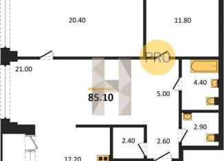 Продажа 2-комнатной квартиры, 85.1 м2, Новосибирск, метро Гагаринская