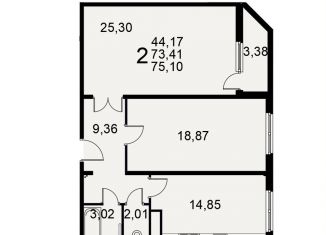 Продаю двухкомнатную квартиру, 75.1 м2, Рязань, Славянский проспект, 8