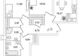 Продается 3-комнатная квартира, 81.1 м2, Санкт-Петербург, метро Проспект Ветеранов, улица Тамбасова, 5Н