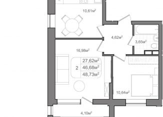 Продам двухкомнатную квартиру, 48.7 м2, Волгоград, Советский район, улица Чебышева, 38/1