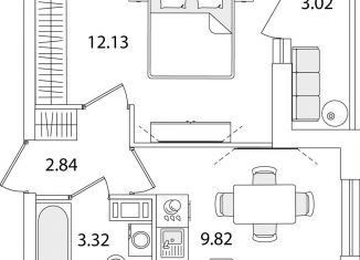 1-комнатная квартира на продажу, 29.6 м2, Санкт-Петербург, улица Тамбасова, 5Н, Красносельский район