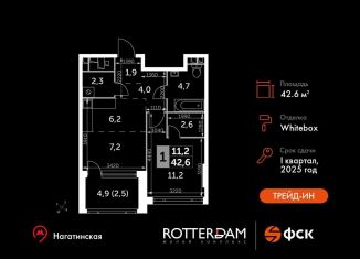 Продаю 1-комнатную квартиру, 42.6 м2, Москва, Варшавское шоссе, 37Ак2