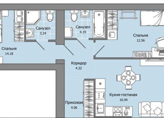 Продаю трехкомнатную квартиру, 61 м2, Ульяновск, Засвияжский район, жилой комплекс Город Новаторов, 3