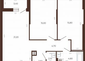 Продается 2-ком. квартира, 67.8 м2, Свердловская область, Комсомольская улица, 45/11