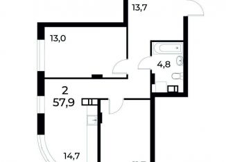 Продажа 2-комнатной квартиры, 58.2 м2, Нижегородская область, улица Коперника