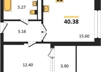 Однокомнатная квартира на продажу, 40.4 м2, Воронежская область, набережная Чуева, 7