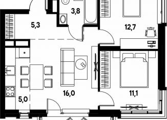 Продаю трехкомнатную квартиру, 55.5 м2, деревня Кондратово, улица Улановой, 7