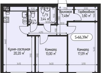 Продается 2-ком. квартира, 66.4 м2, село Озерецкое, бульвар Радости, 18