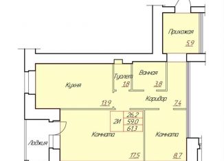 Продается 2-ком. квартира, 61.3 м2, Вологодская область