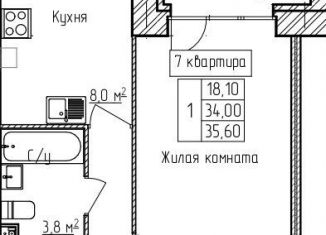 Продается 1-комнатная квартира, 35.6 м2, деревня Карабиха