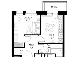 Продается однокомнатная квартира, 38.5 м2, Москва, ЮВАО