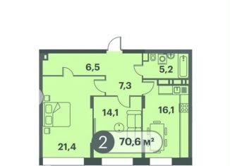 Продажа 2-комнатной квартиры, 70.6 м2, Красноярск