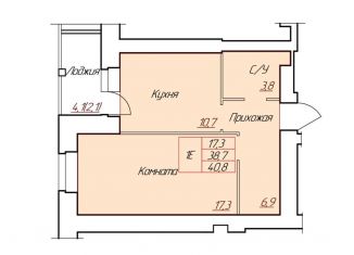 Продам 1-комнатную квартиру, 40.8 м2, Череповец