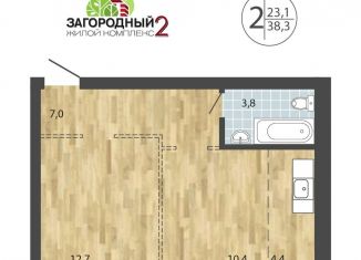 Продается 2-ком. квартира, 38.3 м2, посёлок Молодёжный