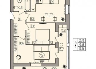 Продается 2-комнатная квартира, 55.4 м2, Волгоград