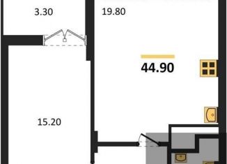 Продаю 1-ком. квартиру, 44.9 м2, Воронеж, Железнодорожный район