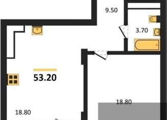 Продается 1-комнатная квартира, 53.2 м2, Воронеж, Железнодорожный район