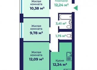 3-комнатная квартира на продажу, 63.8 м2, Ярославль