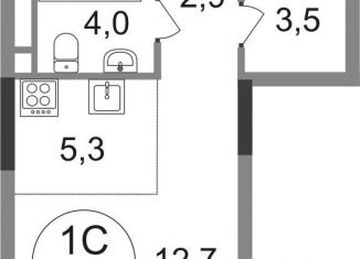 Квартира на продажу студия, 28.4 м2, деревня Рассказовка, 2-я Боровская улица, 1