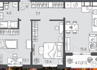 Продам 2-комнатную квартиру, 55.6 м2, Краснодар, Колхозная улица, 5/1