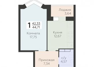 Продажа 1-комнатной квартиры, 44.7 м2, Орёл, Заводской район, улица Панчука, 83