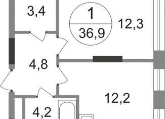 Продажа 1-ком. квартиры, 36.9 м2, деревня Рассказовка, 2-я Боровская улица, 1