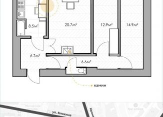 Продам 3-ком. квартиру, 70.5 м2, Санкт-Петербург, улица Блохина, 4, метро Чкаловская