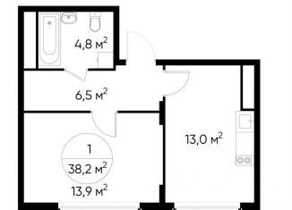 Продажа 1-ком. квартиры, 38.2 м2, Москва, деревня Рассказовка, 1