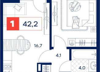 Продаю однокомнатную квартиру, 42.2 м2, Тюменская область