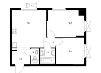 Продается двухкомнатная квартира, 48.6 м2, Москва