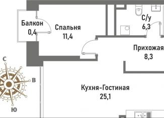 2-комнатная квартира на продажу, 51.5 м2, Москва, улица Матросская Тишина, 12, район Сокольники