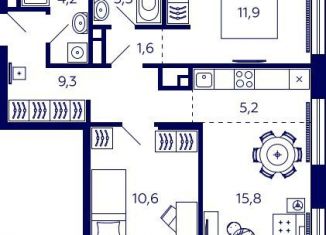 Продаю квартиру свободная планировка, 63.5 м2, Уфа, улица Энтузиастов, 7