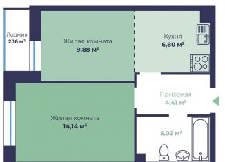 Продается 2-комнатная квартира, 41.3 м2, Ярославль, Фрунзенский район