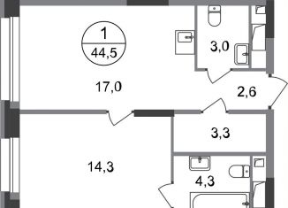 Продаю однокомнатную квартиру, 44.5 м2, Московский