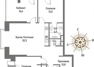 Продаю четырехкомнатную квартиру, 101.4 м2, Москва, улица Матросская Тишина, 12, метро Красносельская