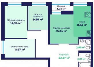 4-комнатная квартира на продажу, 91.7 м2, Ярославль, Фрунзенский район